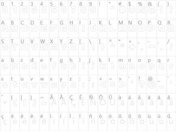 空疊圓繁 Kan Da Yanu Character Map