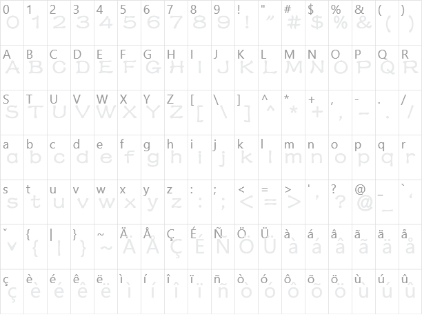 隸書繁 Li Su Medium Character Map