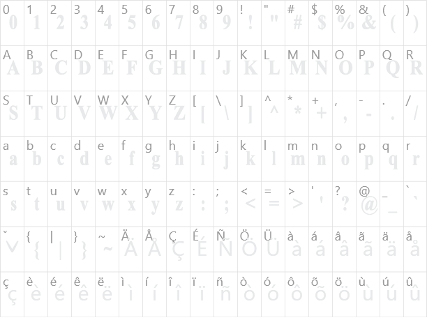 特明體一標準WCL 02 Character Map