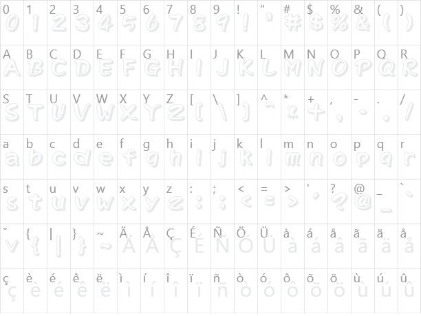 波卡體一空陰 WCL 03 Character Map