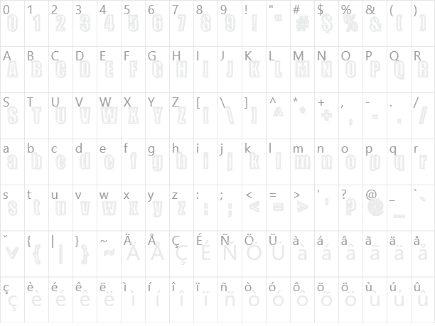 綜藝體一雙空陰 WC L04 Character Map