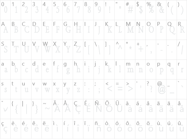 粗鋼體一標準 WCL 07 Character Map