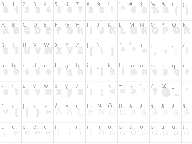 粗黑體一實陰 WCL 08 Character Map