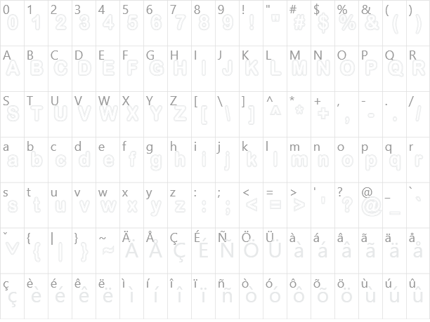 粗圓體一雙空 WCL 09 Character Map