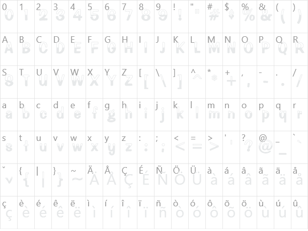 海報體一半天水 WCL 10 Character Map