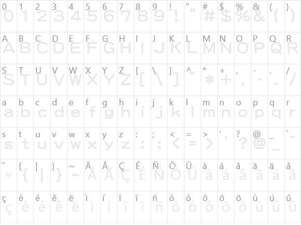 特圓體繁 Yen Heavy Character Map