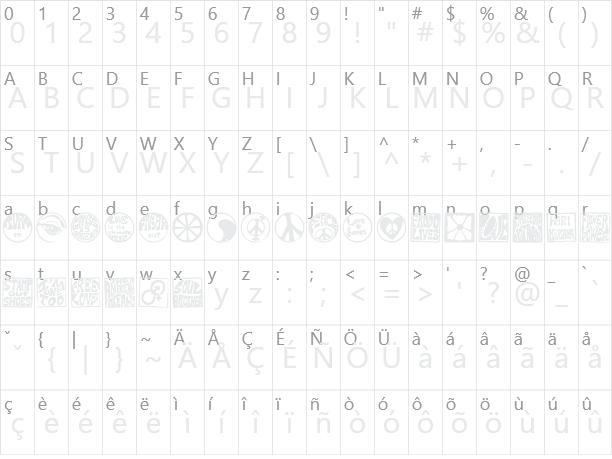 HippyStampA Character Map