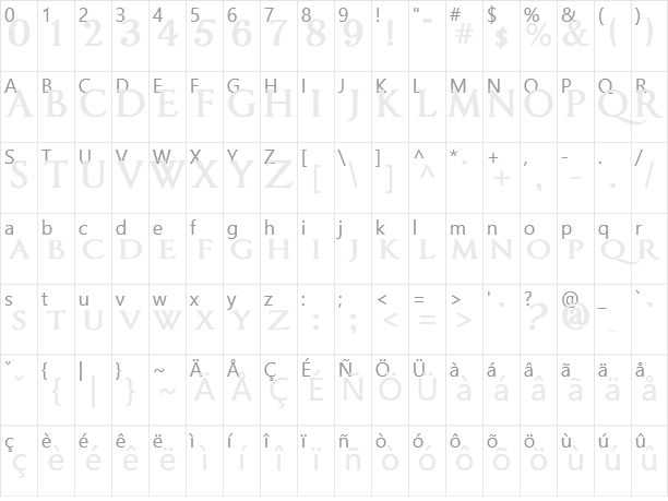 ImperatorSmallCaps Character Map