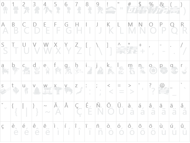 Japanapush Character Map