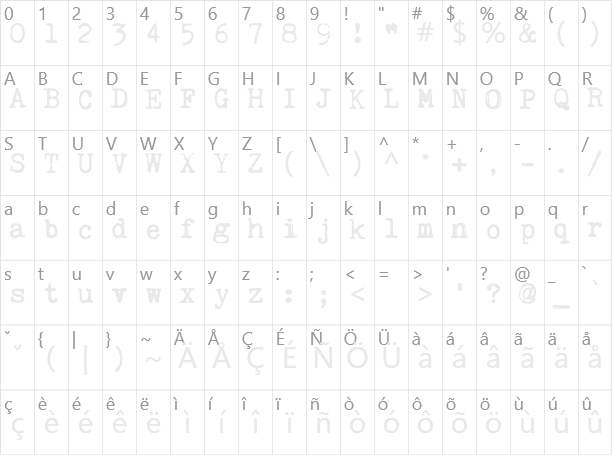 Kingthings Trypewriter Character Map