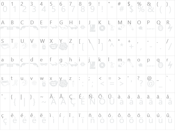 Kool Ding Character Map