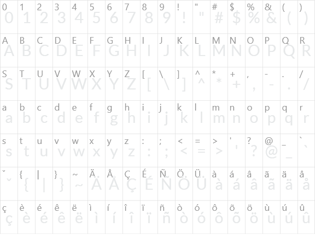 Lato Character Map