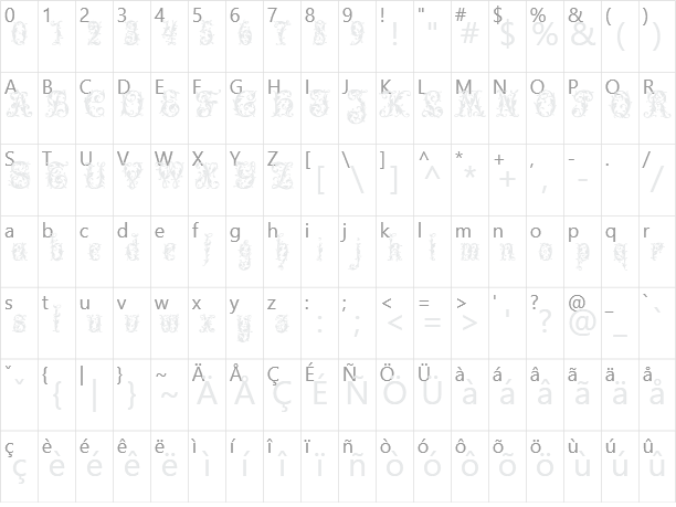 Leafy Glade Character Map