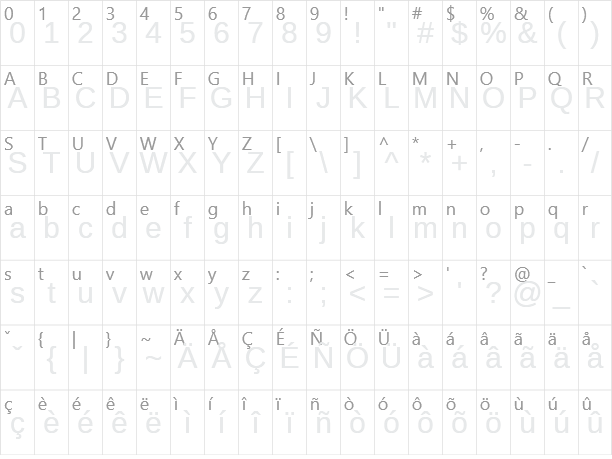 Liberation Sans Character Map