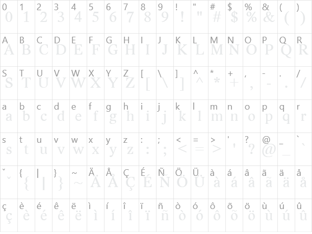 Lido STF Character Map