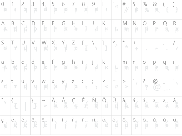 MB Element Brutalized Character Map