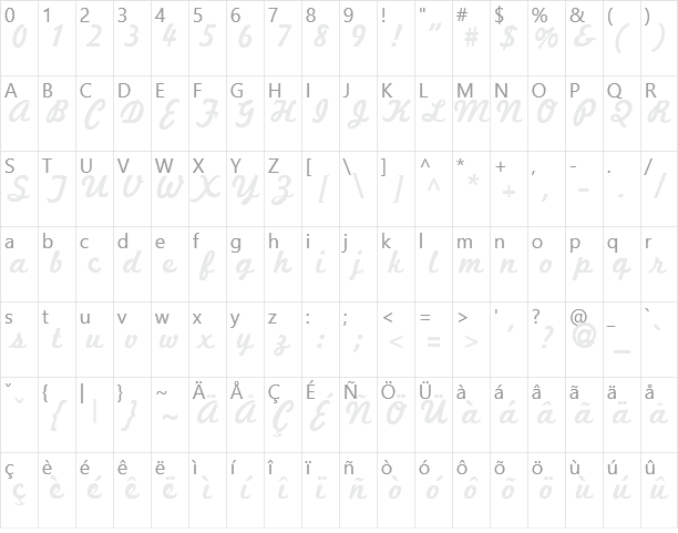 Marketing Script Character Map