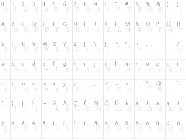 My Old Remington Character Map