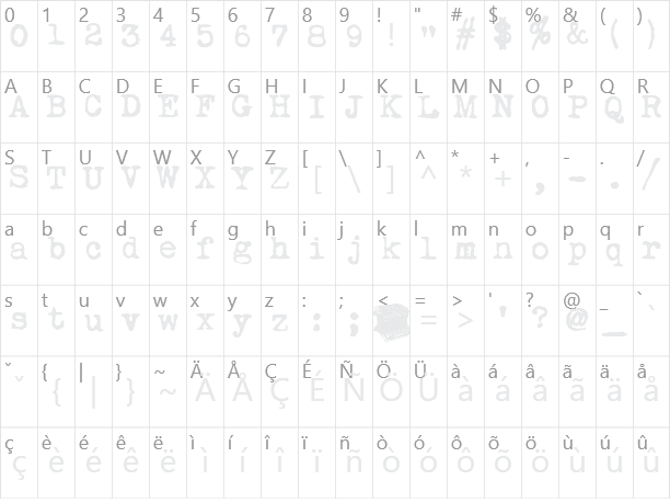 MyUnderwood Character Map