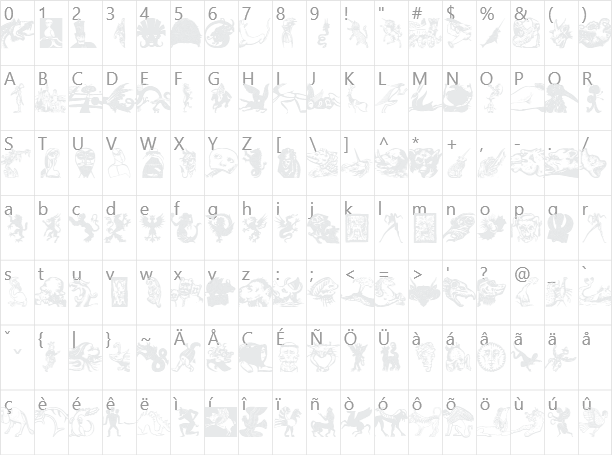 Mythologicals One Character Map