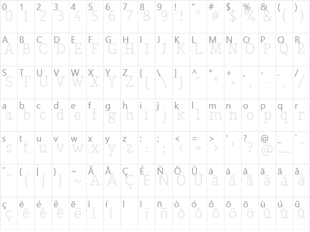 Nadia Serif Character Map