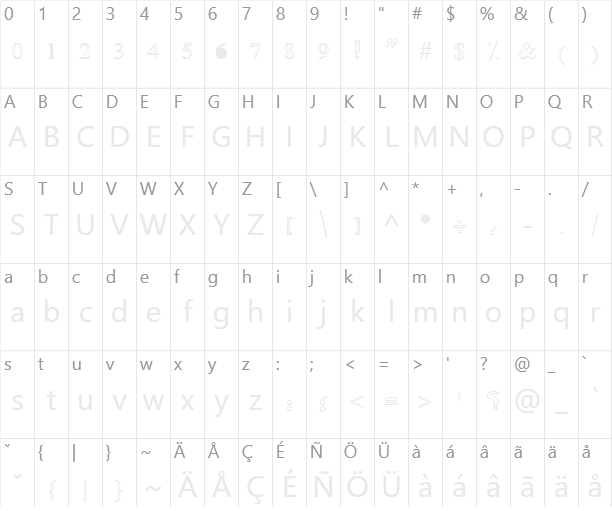 Old Antic Outline Character Map