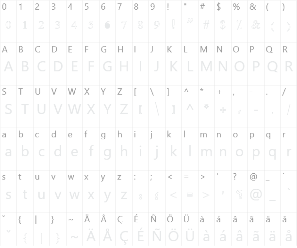 Old Antic Outline Shaded Character Map