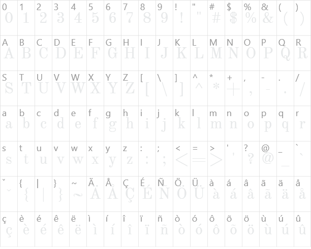 Old Standard TT Character Map