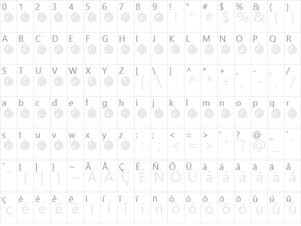 Ornaments Character Map