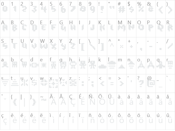 Oxygene 1 Character Map