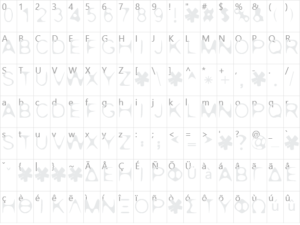 POP. 1280 Character Map