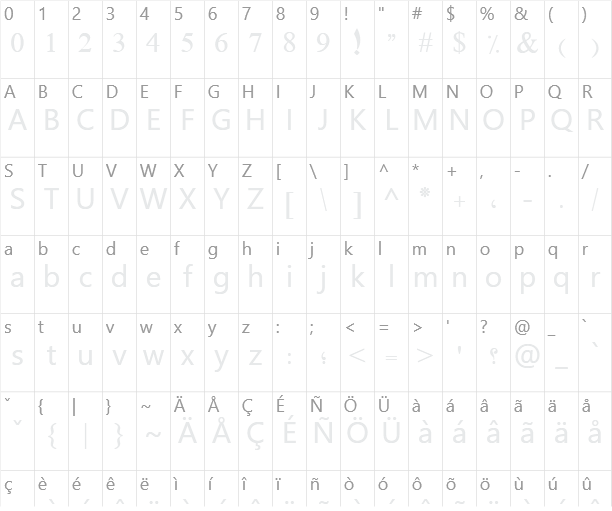 PT Arch Character Map