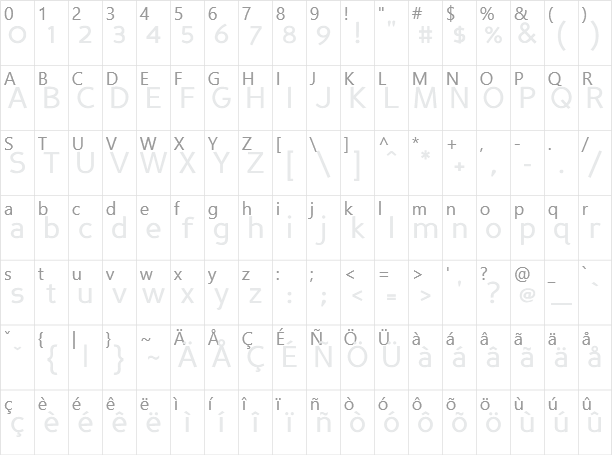 Perspective Sans Character Map