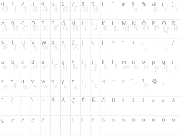 PixieFont Character Map