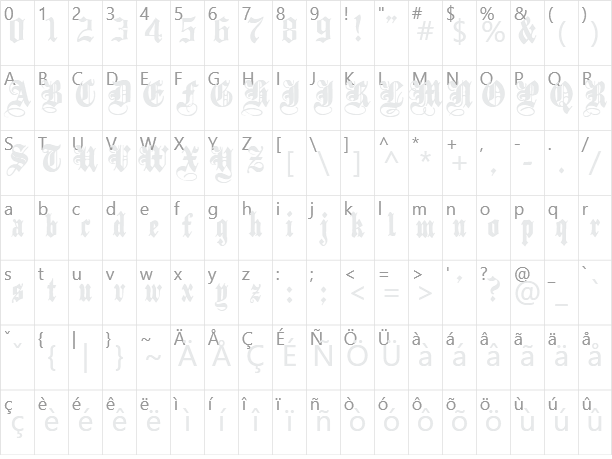 PlainBlack Character Map