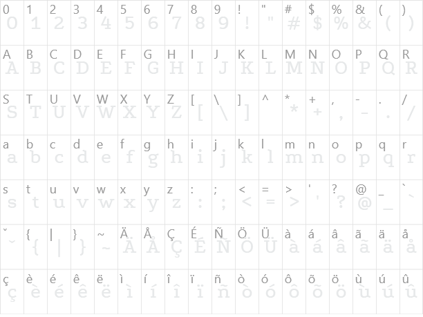 Podkova Character Map