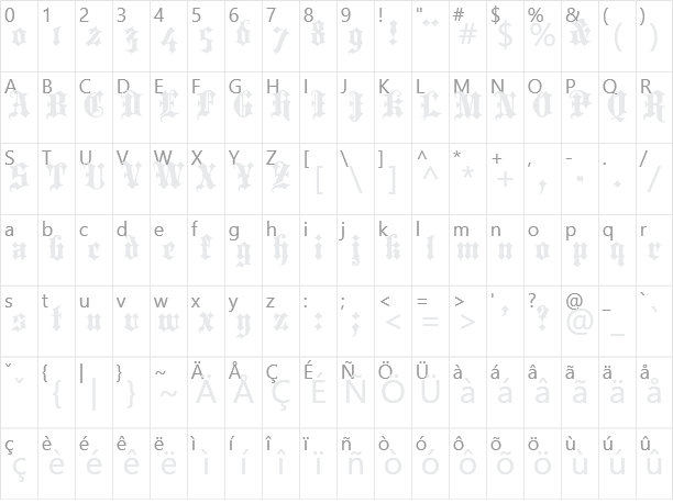 Portcullion Character Map