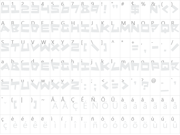 Quake And Shake Character Map