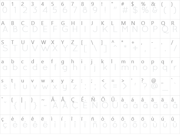 Quicksand Character Map