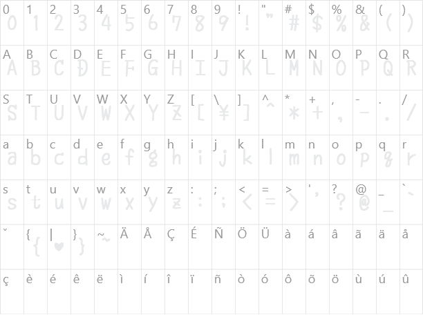 さなフォン角 Sana Fon Kaku Character Map