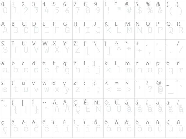 SaxMono Character Map