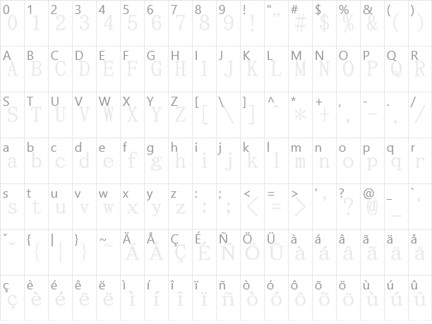 さざなみ明朝 Sazanami Mincho Character Map