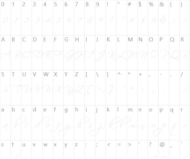 Scriptina Character Map