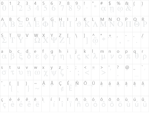 Sgreek Fixed Character Map