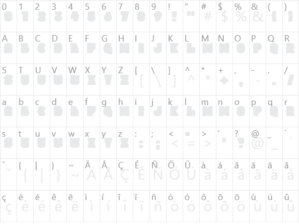 Slukoni Character Map