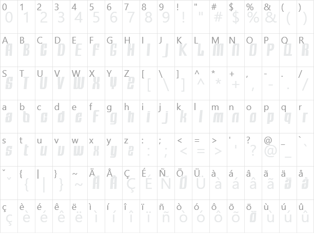 Sugar Ray Character Map