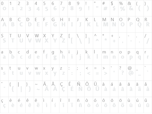 SurfaceMedium Character Map