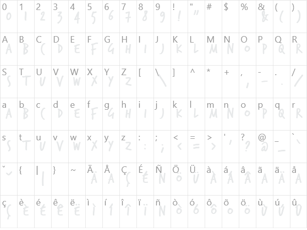 TrashHand Character Map