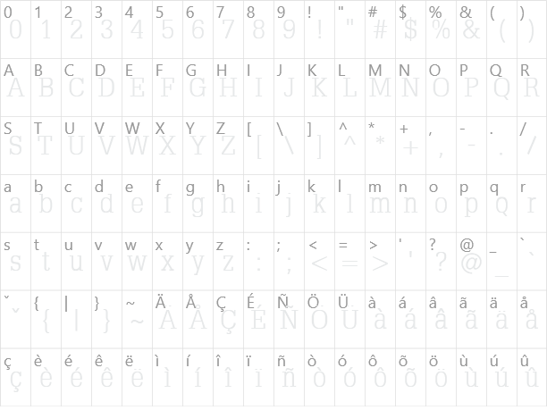 TypoSlabSerif Character Map