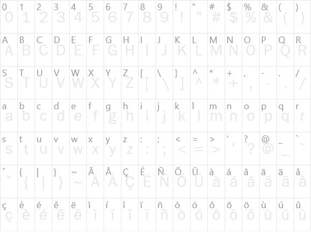 은 돋움 Un Dotum Character Map